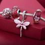 EVESCITY Limited Edition Pink Dragonfly Dangle 925 Sterling Silver Bead For Charms Bracelets ♥ Best Jewelry Gifts for Her ♥