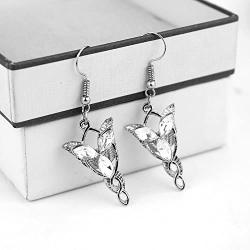 Sterling Silver plated Cubic Zirconia White Lord of the ring Fairy princess Dangle Earring