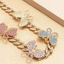 yfstyle Cuban Link Chain for Women Girls Chunky Rhinestone Hip Hop Necklace Iced Out Butterfly Choker Gold Plated Rappers Necklaces Valentine’s Day Gift for Girlfriend