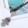 Eiffy Bohemian Hamsa Fatima Hand Necklace Pendants Colorful Rainbow Stone Beads Palm Long Sweater Chain Boho Jewelry for Women