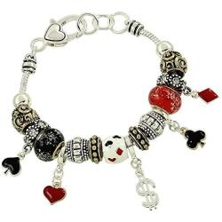 Lola Bella Gifts Casino Poker Charm Bracelet w/ Gift Box and Organza Pouch