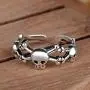 925 Sterling Silver Plated Retro Treble Human Skeleton Skull Head Adjustable Band Ring,Size 5-7 925 Sterling Silver Plated Retro Treble Human Skeleton Skull Head Adjustable Band Ring,Size 5-7
