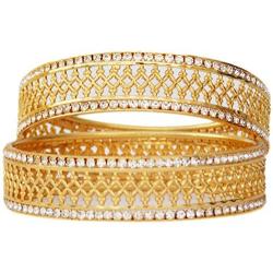 JDZ COLLECTION Indian Bridal Wedding Bracelet Bangle Set Jewelry Gold Plated Jewelry Cubic Zirconia,CZ Bangles Set Traditional Bollywood Bangles