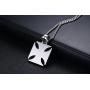 PJ Jewelry Two-Tone Stainless Steel Jerusalem Knights Templar Maltese Cross Pendant Necklace with Box Chain