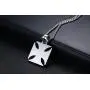 PJ Jewelry Two-Tone Stainless Steel Jerusalem Knights Templar Maltese Cross Pendant Necklace with Box Chain PJ Jewelry Two-Tone Stainless Steel Jerusalem Knights Templar Maltese Cross Pendant Necklace with Box Chain
