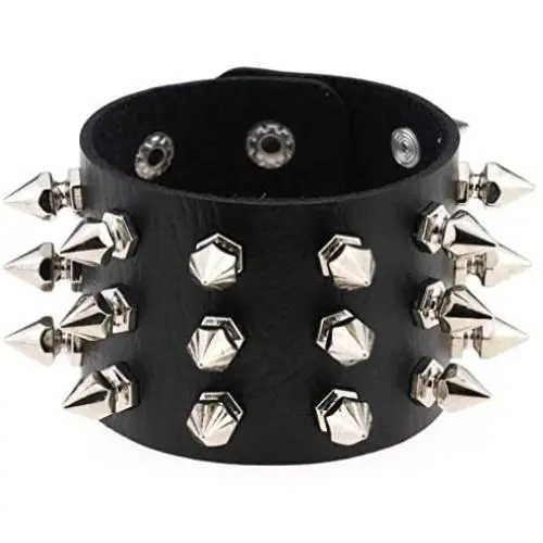 SJYFAL Unisex Leather Bracelet Cuff Belt Gothic Rivet Wristband Rock Punk Biker Wide Strap Buckle Wristband SJYFAL Unisex Leather Bracelet Cuff Belt Gothic Rivet Wristband Rock Punk Biker Wide Strap Buckle Wristband