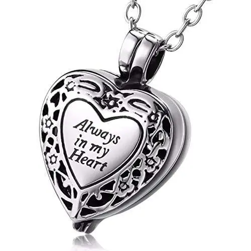 VCOOTS Cremation Jewelry for Ashes Pendant Always in My Heart Urn Necklace for Women/Men Stainless Steel Memorial Keepsake Jewelry- Free Fill Kits VCOOTS Cremation Jewelry for Ashes Pendant Always in My Heart Urn Necklace for Women/Men Stainless Steel Memorial Keepsake Jewelry- Free Fill Kits