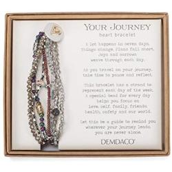 DEMDACO Beaded Love Turquoise Blue One Size Fits Most Glass and Metal Charm Bracelet