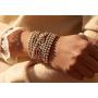 5 Pcs Beaded Stackable Bracelets Set Brass Bead Ball Chain Elastic Bracelets Gold/Silver Stretch Bracelets Stretchable Bangles Friendship Couple Simple Delecate Jewelry for Women Men