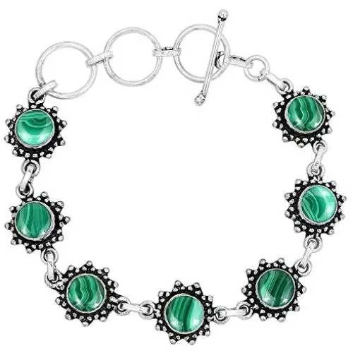 Natural Moonstone Lapis Malachite Bracelet 8mm Round Shape Gemstone 925 Silver Overlay Handmade Bracelet Jewelry Natural Moonstone Lapis Malachite Bracelet 8mm Round Shape Gemstone 925 Silver Overlay Handmade Bracelet Jewelry