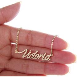 HUAN XUN Custom Name Necklace Personalized Initial Necklaces in Golden Silver