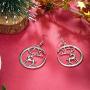 Cute Silver Christmas Reindeer Piercing Dangle Earrings, Holiday Party Drop Earrings, Christmas Gift Idea, Thanksgiving Themed Earrings, Cute Christmas Costume Jewelry for Women Girls