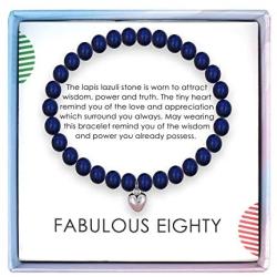 SOLINFOR 80th Birthday Gifts for Women - Lapis Lazuli Beads Bracelet - 80 Years Old Jewelry Gift Idea for Her