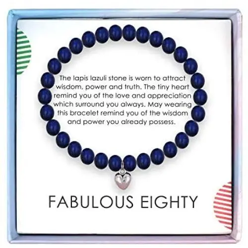 SOLINFOR 80th Birthday Gifts for Women - Lapis Lazuli Beads Bracelet - 80 Years Old Jewelry Gift Idea for Her