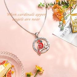 Red Cardinal Necklace Memorial Gift S925 Sterling Silver for Women When Cardinals Appear Angels Are Near Necklace Jewelry for Girls