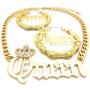 GWOOD Queen Necklace and Earrings Set Large Crown with Crystal Rhinestones