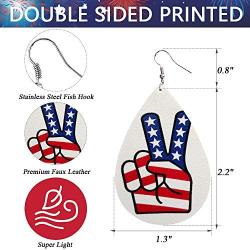 fzbali July 4th Women Faux Leather Teardrop Earrings American Flag Patriotic USA Jewelry Accessory