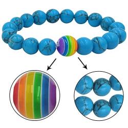 Nanafast Titanium Stainless Steel Magnet Rainbow LGBT Pride Handmade Braided Bracelet PU Leather Weave Plaited Jewelry