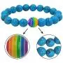 Nanafast Titanium Stainless Steel Magnet Rainbow LGBT Pride Handmade Braided Bracelet PU Leather Weave Plaited Jewelry