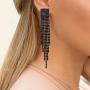 Mlouye Long Tassel Earrings Fringe for Women Dangling Chain Fringe Crystal Statement Drop Earring