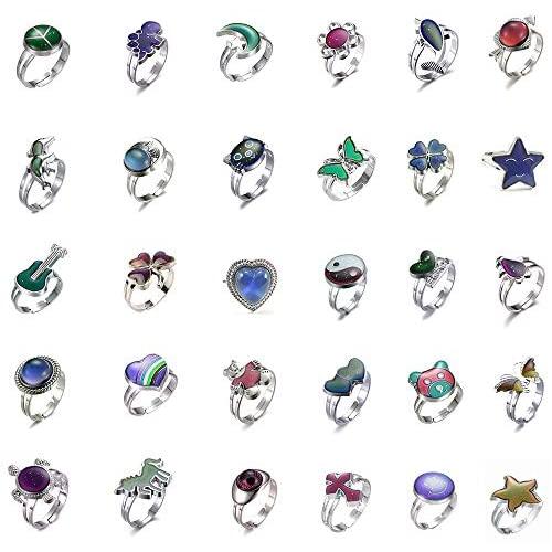 Mixed Mood Rings Classic Temperature Change Color Mood Ring Lovers Adjustable Size(10pcs/12pcs/30pcs)