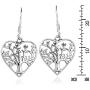 Romantic Heart Shape Tree of Life .925 Sterling Silver Dangle Earrings