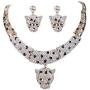 EVER FAITH Gold-Tone Leopard Necklace Earrings Set Clear Austrian Crystal
