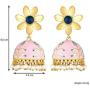 Aheli Beautiful Wedding Festive Wear Floral Design Dangle Jhumki Jhumka Earrings with Meenakari Work Indian Ethnic Fashion Jewelry for Women Girls