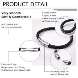 PROSTEEL Braided Leather Bracelets, Custom Beads Custom ID Bracelet for Men Women, Personalized 2-5 Name Engraved, Come Gift Box