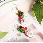 Santa Claus Red Green Christmas Jingle Bell Tinkle Cute Ornament Dangle Drop Earrings for Women Teen Girls Fish Hook Dangling Hanging Hypoallergenic Holiday Festival Party Jewelry Gift for Bff Sister