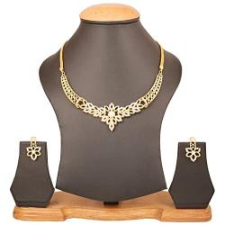 Touchstone Hollywood Glamour White Crystals Bridal Jewelry Necklace in Gold Tone for Women