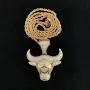 KMASAL Jewelry Men Hip Hop Iced Out Bling CZ Diamond Vampire Bull Pendant 18K Gold and Silver Plated with 24'' Stainless Rope Chain KMASAL Jewelry Men Hip Hop Iced Out Bling CZ Diamond Vampire Bull Pendant 18K Gold and Silver Plated with 24'' Stainless Rope Chain