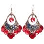 BaubleStar Bohemian Chandelier Dangle Earrings with Disc Charms Drop Lightweight Filigree for Women Girls