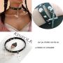 yfstyle 4 Pcs Gothic Leather Choker Necklaces Bracelets for Women Girls Black PU Spike Layere Lock Necklaces Adjustable Double Layer O Ring Collar Heart Necklace Punk Jewelry Gifts