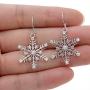 EVER FAITH Womens 925 Sterling Silver CZ Winter Party Snowflake Hook Dangle Earrings Clear