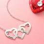 MyNameNecklace Personalized Engraved 3 Heart Necklace with Swarovski Birthstones -Jewelry for Mom Women-Valentines Day Jewelry Gift for Her