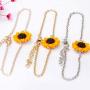 JOYID Sweet Sunflower Pearl Leaf Pendant Necklace Resin Daisy Flower Clavicular Chain Fashion Jewelry for Women
