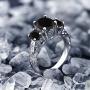 Gem Stone King 925 Sterling Silver Black Onyx 3-Stone Womens Ring (2.41 Cttw Oval, Available 5,6,7,8,9)