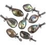 Nupuyai Natural Labradorite Necklace for Unisex, Handmade Wire Wrapped Irregular Healing Stone Pendant with Chain 19''