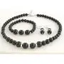 Femtindo Faux Pearl Necklace Earring and Bracelet Black Costume Jewelry Set for Women Femtindo Faux Pearl Necklace Earring and Bracelet Black Costume Jewelry Set for Women