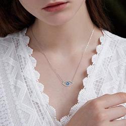 AOBOCO Sterling Silver Evil Eye Necklace Dancing Crystal Evil Eye Women Gifts