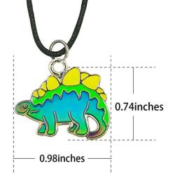 Fun Jewels Cute Stegosaurus Dinosaur Pendant Color Change Mood Necklace For Boys Girls Animal Jewelry