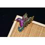 JUMOO Color Crystal Rhinestone Hummingbird Brooch for Women Girls Bird pin Fashion Jewelry