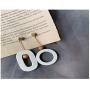 Wood Circle Dangle Drop Earrings Geometric Wooden Bead Square Hoop Earrings for Women Girls Jewelry
