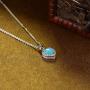 Christmas Gifts for Women Turquoise Necklace Sterling Silver Created Blue Turquoise Pendant December Birthstone Jewelry Gifts for Girls Wife Mom Grandma Her Yourself, 16+2 Inches Extender