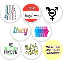 They Them Pronouns 8 New 1'' inch (25mm) Button pins Badge Gay Lesbian Trans Support Protect …