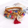 Hicdaw 6 Sets Bohemian Bracelets for Women Multilayer Tassel Bracelet Set Gifts for Women Girls