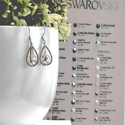 “Purity of Love” Crystals from Swarovski 925 Sterling Silver hypoallergenic allergy free Teardrop Spiral Dangle Earrings for Sensitive Ears, Jewelry Gift for women