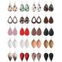 Finrezio 20 Pairs Leather Teardrop Dangle Earrings For Women Petal Leopard Print Leaf Drop Antique Lightweight Earrings