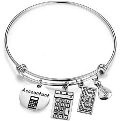 Gzrlyf Accountant Bracelet Calculator Charm Bracelet Accounting Jewelry CPA Graduation Gift